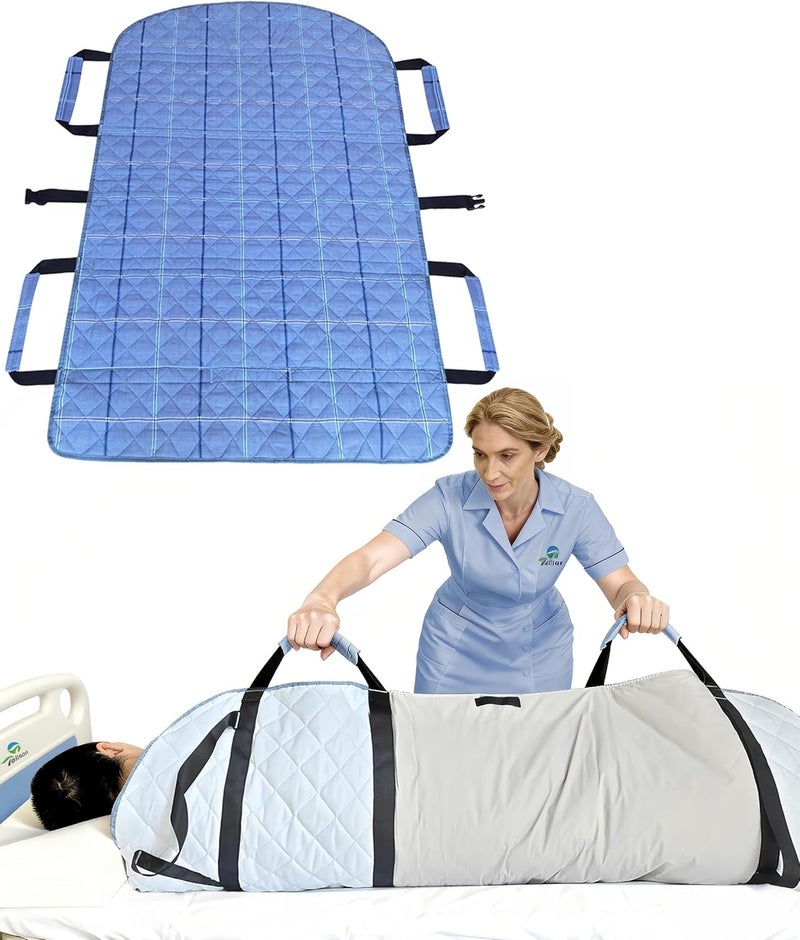 Telison Positioning Bed Pad with Handles, 100% Cotton Shell; Breathable Slide Sheets for Patients to Prevent Bed Sores; Waterproof Draw Sheets for Hospital Bed, 36” x 54”,Checks Pattern - Image 1